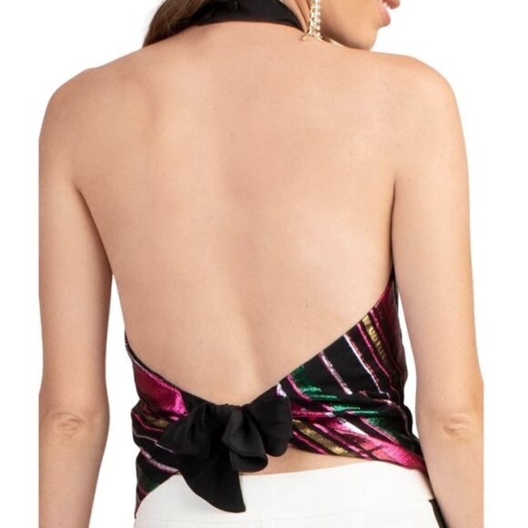 Trina Turk Tamika Open-Back Striped Halter Top - Picture 2 of 3